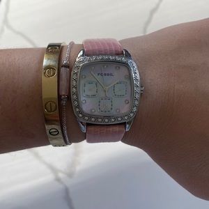 Pink Iridescent Fossil Watch